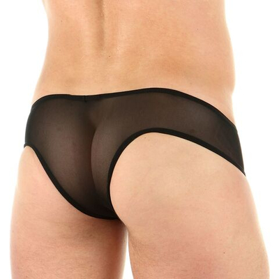 Черные трусы-бразилиана с розовой вставкой (Размер: XL) (Цвет: черный)