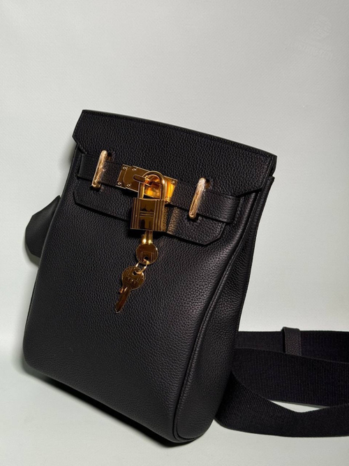 Нагрудная сумка слинг Hermes Kelly (Messenger) чёрная