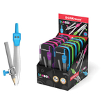 Циркуль ERICH KRAUSE "School", с карандашом, 123 мм, футляр, ассорти, дисплей, 45026