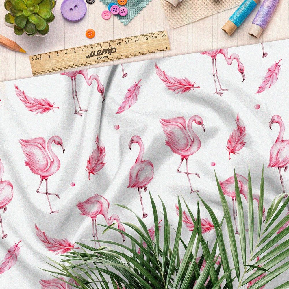 Ткань саржа нежный розовый фламинго