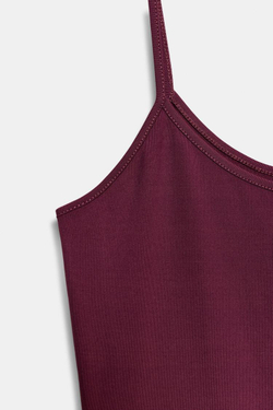 ZARA ТОП ИЗ ПОЛИАМИДА НА ТОНКИХ БРЕТЕЛЯХ, ВИННЫЙ