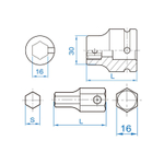 Набор ударных вставок (бит), HEX, 10-32 мм, 11 предметов KING TONY 6411MP