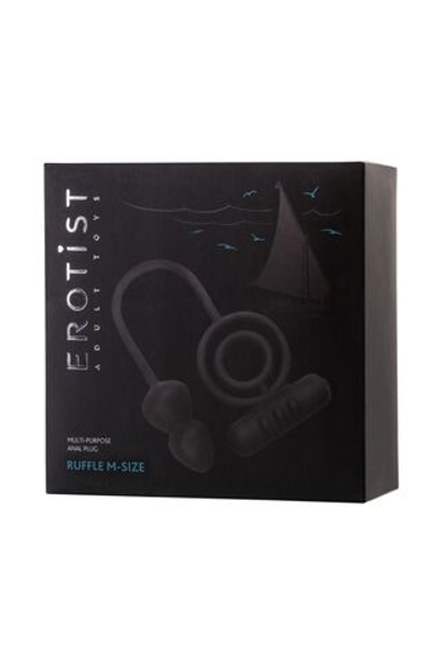 Чёрное эрекционное кольцо с вибростимулятором и анальным хвостом (Цвет: черный)