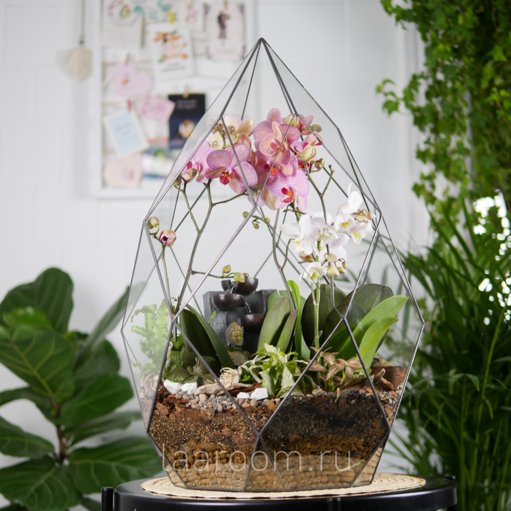 Флорариум с орхидеей и водопадом Будда Фаберже