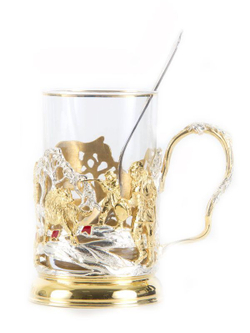 Подстаканник Охота на Волка с позолотой