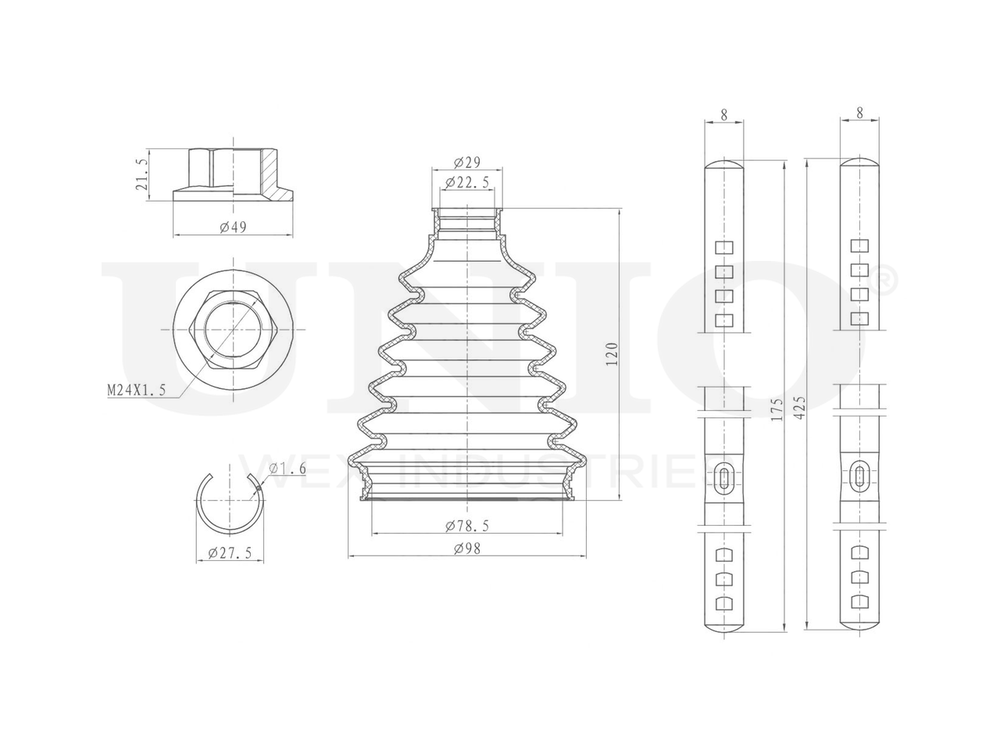 Пыльник ШРУСа (к-т) UNIO DUC-30134K