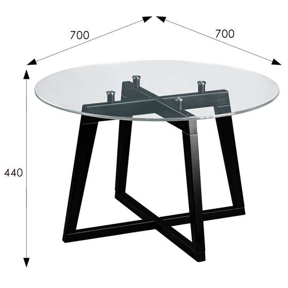 Стол журнальный Рилле 445 венге/стекло прозрачное (круг)