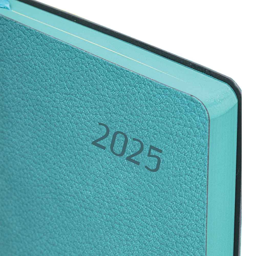 Ежедневник датированный 2025 А5 138x213 мм BRAUBERG "Stylish" под кожу гибкий бирюзовый (2 штуки в упаковке)