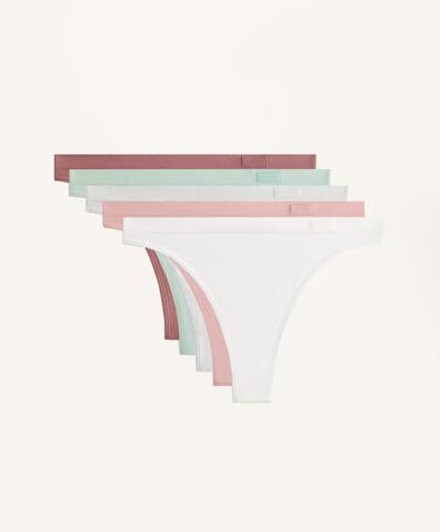 OYSHO Набор из 5 бесшовных трусов-бразильяно, серо-голубой