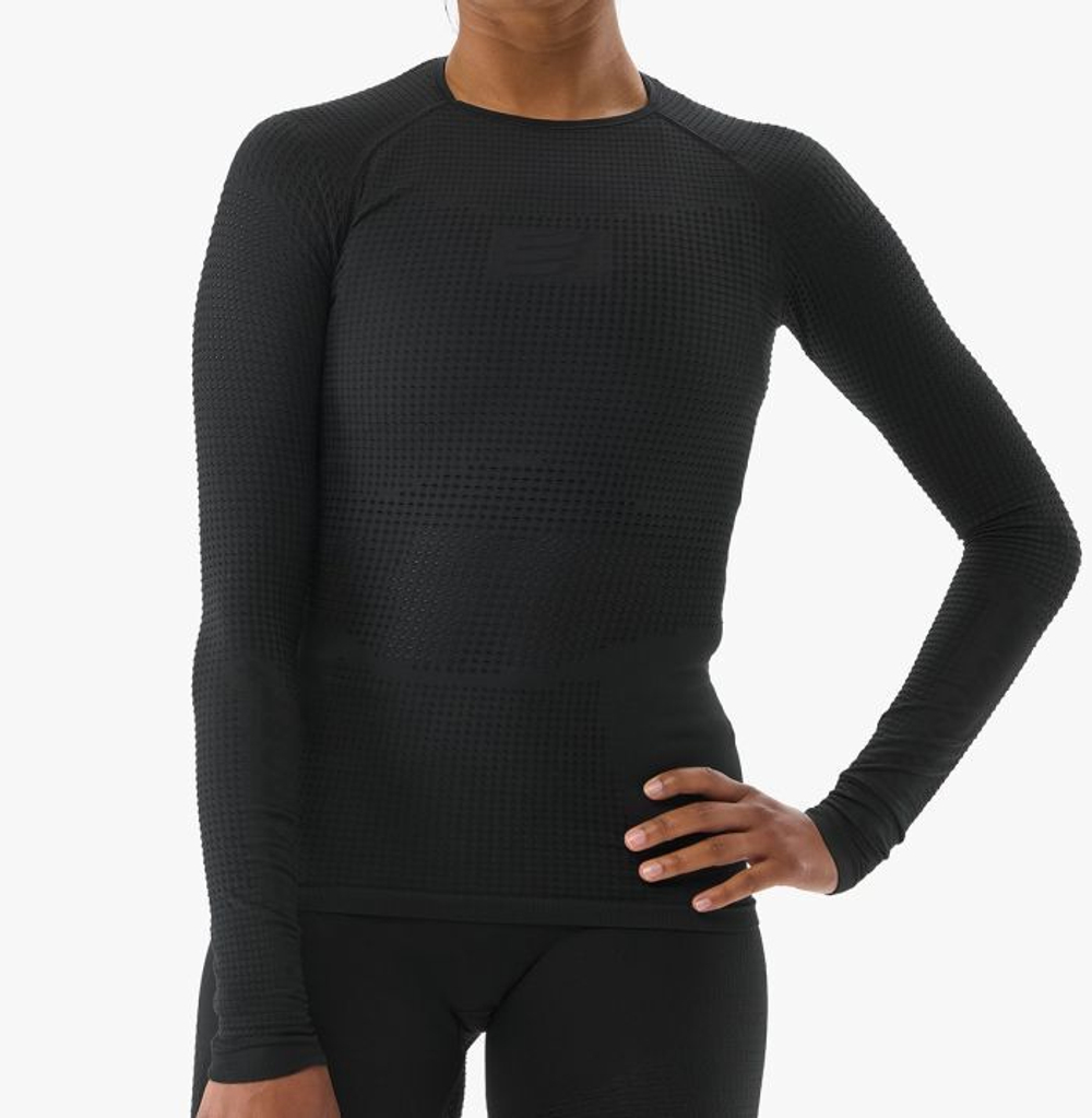 Женская теннисная футболкаCompressport Women On/Off Base Layer Long Sleeve - Black