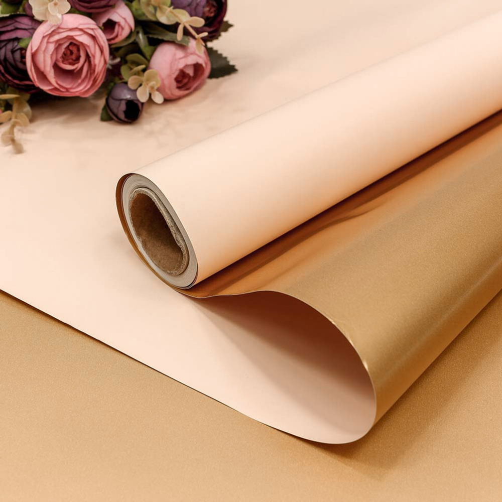 Пленка В рулоне 10 м х 58 см двухсторонняя (Золотой, Розовый)