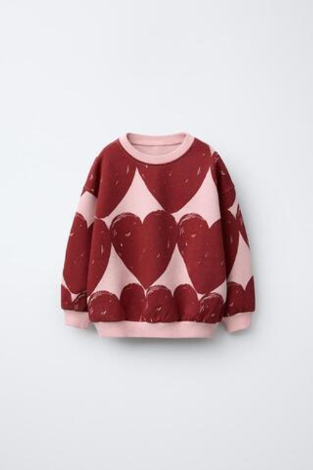 ZARA ТОЛСТОВКА С ПРИНТОМ, ЦВЕТ БУРГУНДСКОГО ВИНА