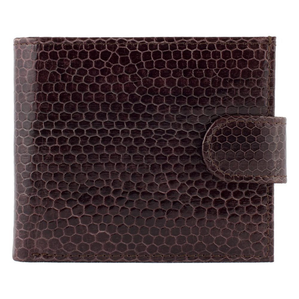 Стильный мужской коричневый кошелёк из экзотической натуральной кожи морской змеи WN-123