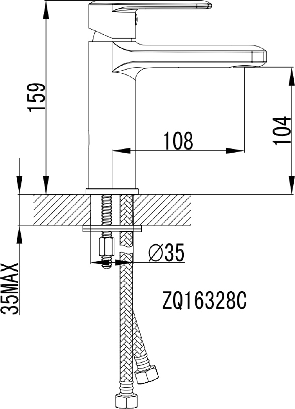 Смеситель для раковины STWORKI Хадстен S17010BK матовый черный