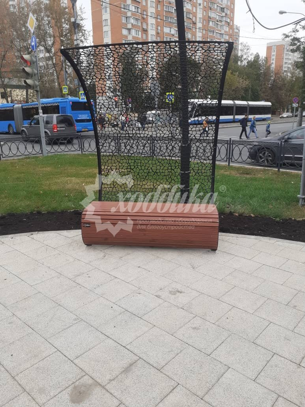 Скамейка стальная с навесом «Филигран Волна»