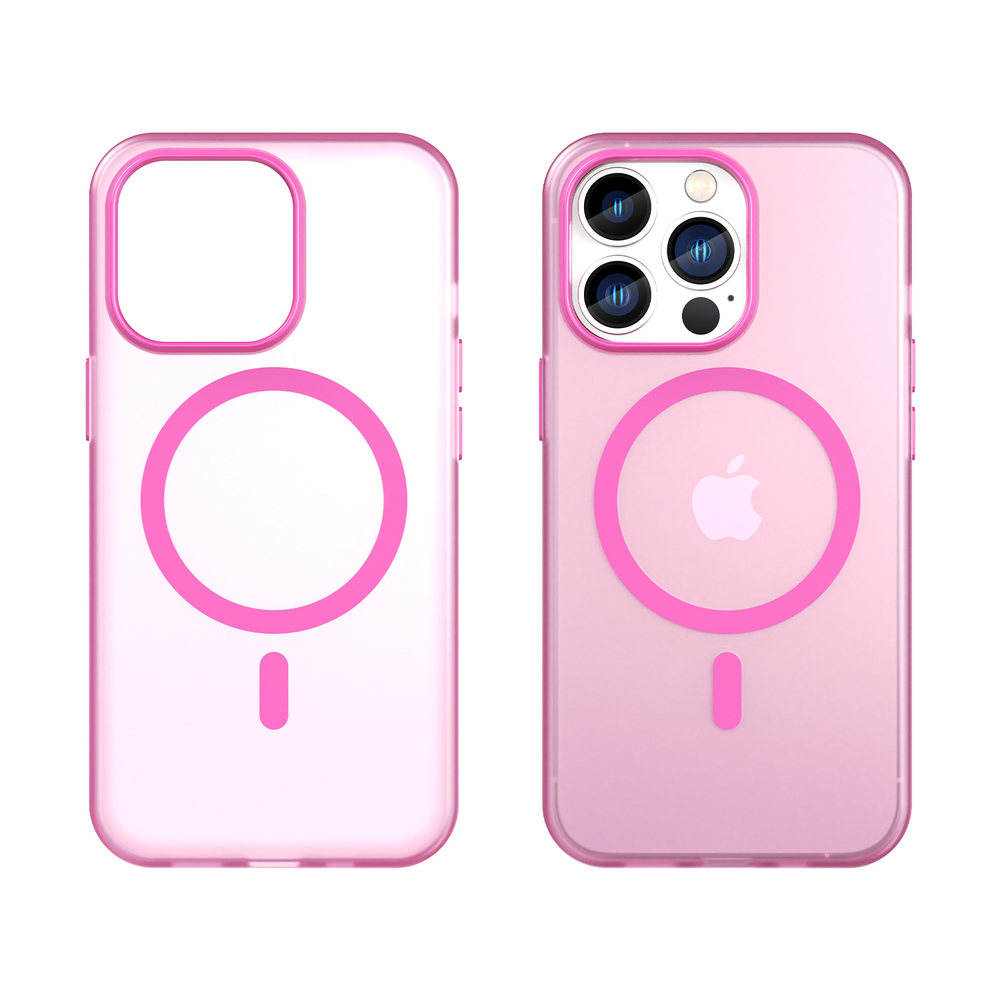 Мягкий чехол розового цвета с поддержкой MagSafe для iPhone 13 Pro Max, серия Frosted Magnetic