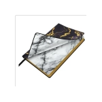 Ежедневник датированный 2026 А5 138x213 мм, BRAUBERG "Vista", под кожу, гибкий, "Black marble", 117445