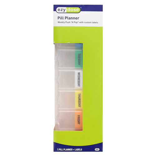 Ezy Dose, Push 'N Pop, еженедельный органайзер для таблеток с этикетками, 2XL, 1 шт.