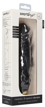 Черный вибромассажер Realisic 10 speed Vibrator - 24 см. (Цвет: черный)