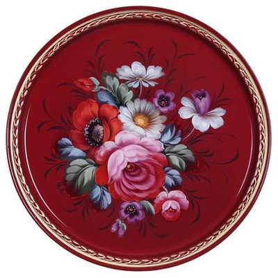 Жостовский поднос декоративный, размер 30 см (A9), металлический