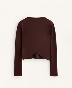 Oysho Укороченная футболка с перекрестной спинкой, шоколадный