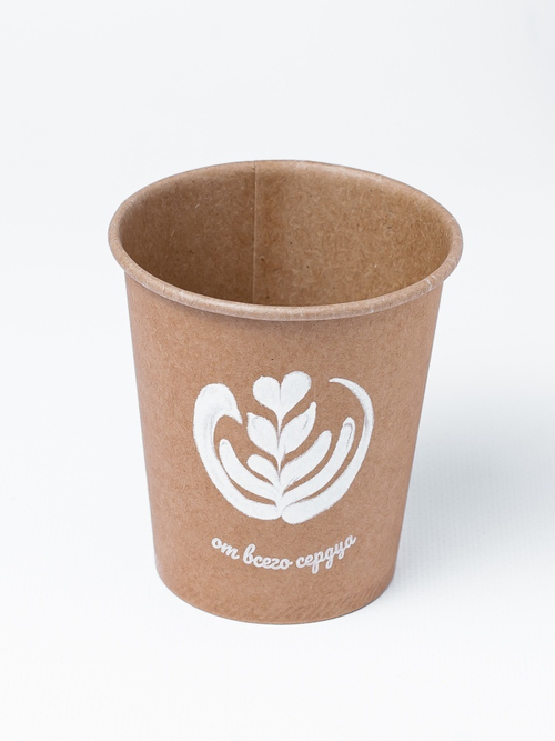 Бумажный стакан 250мл. Kraft Line LATTE ART, 1000шт/кор.