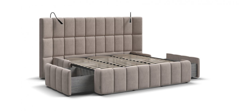 Кровать BOSS.XO велюр Monolit латте