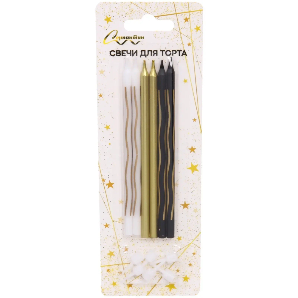Свечи в торт «Стиль - Витой» 6 шт. 13 см