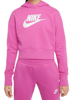 Кофта для девочки теннисная  Nike Sportswear FT Crop Hoodie - active fuchsia/white
