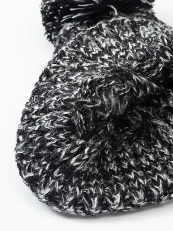 Шапка женская MINAKU с помпоном и подворотом, размер 54-56, цвет черный