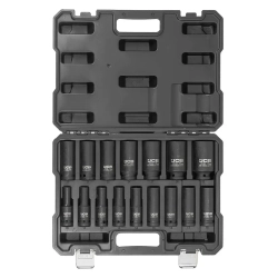 Набор головок ударных глубоких, 16пр.(6-гр),1/2''(10-19, 21, 22, 24, 27, 30, 32мм),в пласт.кейсе JCB JCB-4169-5MPB