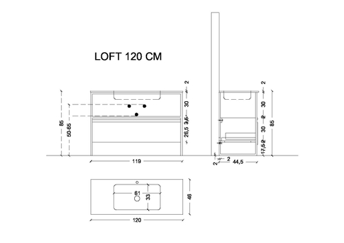 Armadi Art Ящик под консоль LOFT 120 dark wood, 1 полка