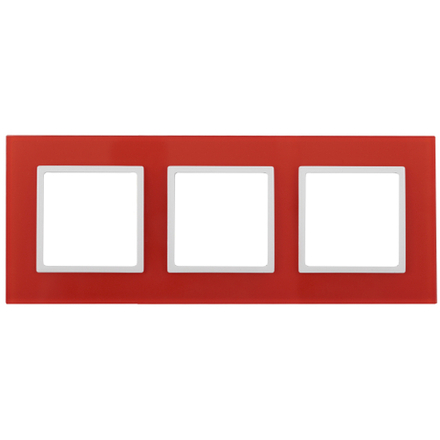 14-5103-23 ЭРА Рамка на 3 поста, стекло, Эра Elegance, красный+бел