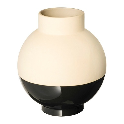 ГЛАНСГРАН GLANSGRAN Ваза 23 см, бежевая/черная