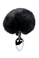 Анальная втулка с черным заячьим хвостом 13 см