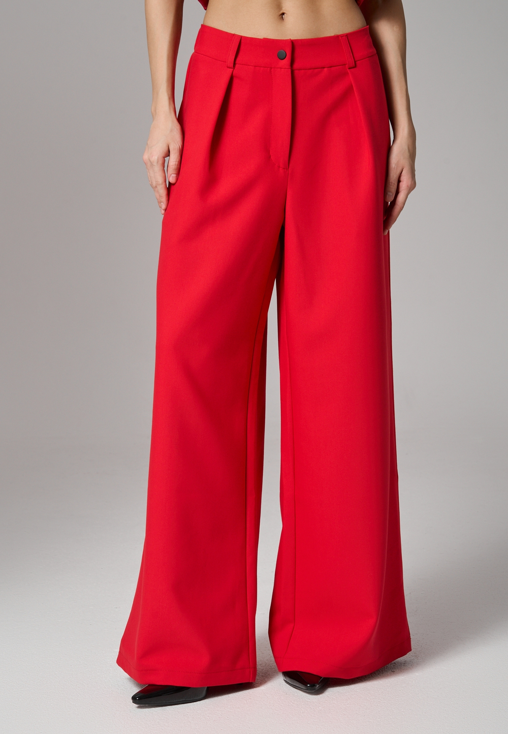 Брюки палаццо красные