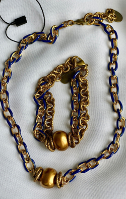 HMG 1332 Enamel chain 0,8cm blue чокер 1cm арт.1350