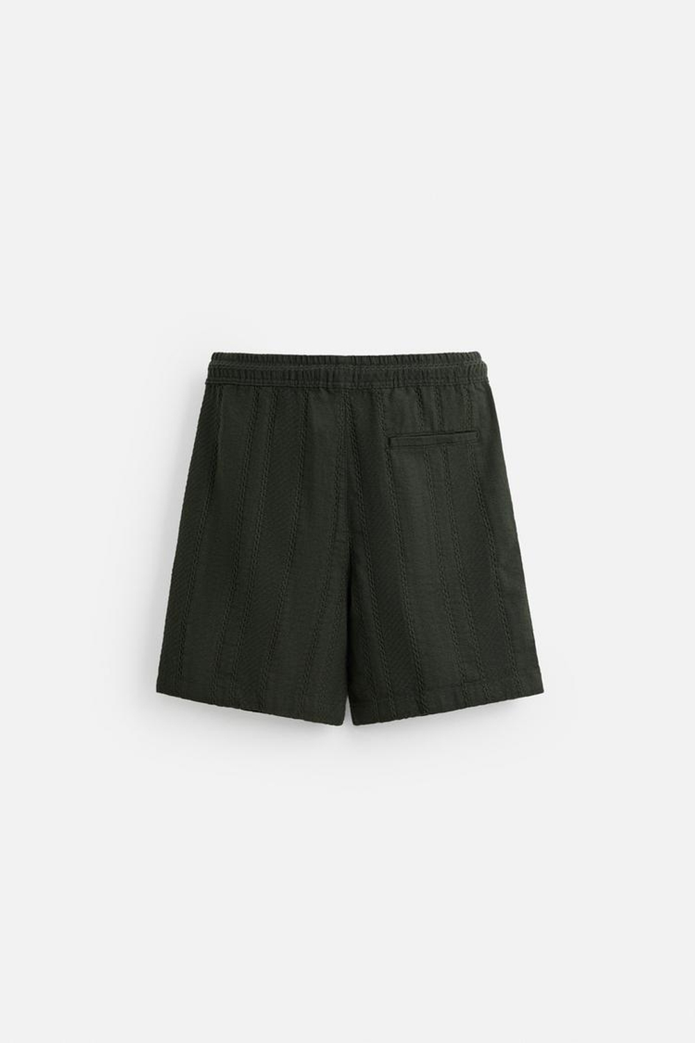 ZARA ШОРТЫ REGULAR FIT ИЗ РЕЛЬЕФНОЙ ТКАНИ, ЗЕЛЕНЫЙ