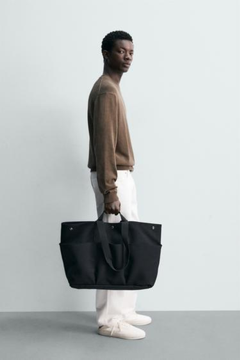 ZARA СВИТЕР ИЗ ХЛОПКА И ЛЬНА, ТЕМНЫЙ ХАКИ