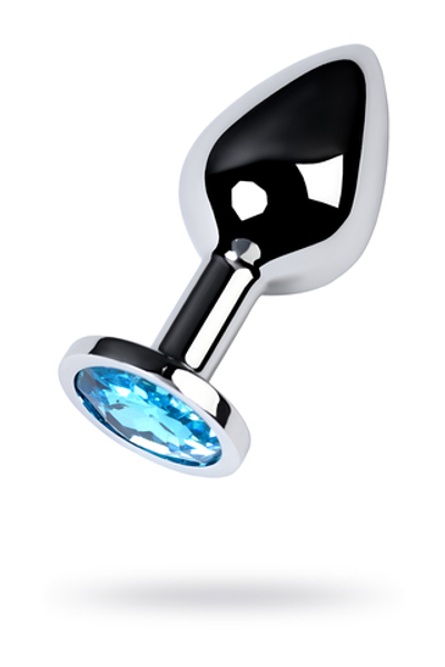 Анальная втулка с кристаллом Medium голубой 8 см