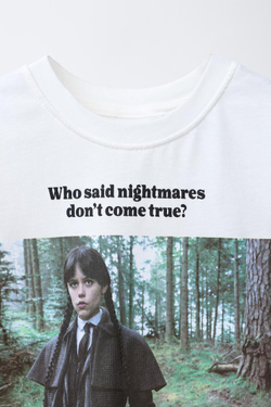 ZARA ФУТБОЛКА WEDNESDAY ©, БЕЛЫЙ