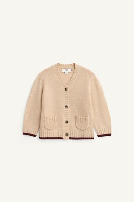 ZARA КАРДИГАН С V - ОБРАЗНЫМ ВЫРЕЗОМ, БЕЖЕВЫЙ