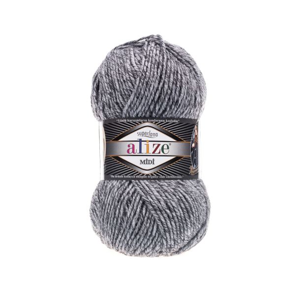 Пряжа Alize (Ализе) Superlana Midi / уп.5 мот. по 100 г, 170м, 801 серый жаспе A