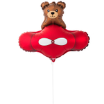 Шар Фольгированный Мишка в самолете красном (Красный)