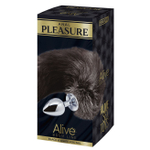 Серебристая анальная пробка с темным лисьим хвостом Black & White Fox Tail Size S