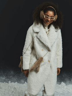 Шуба чебурашка тедди, жемчужная, Северина