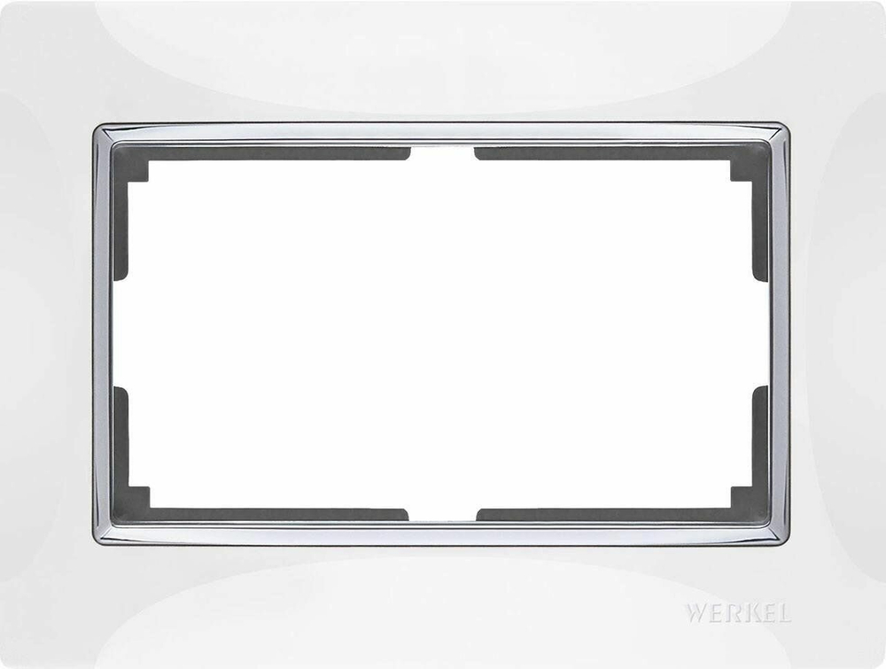 Рамка для двойной розетки белый WL03-Frame-01-DBL-white Snabb, Хром (Werkel, 4690389073137)