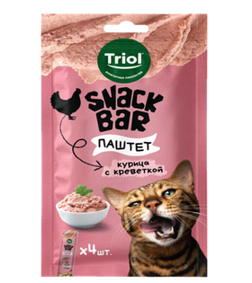 Лакомство для кошек "Паштет из курицы с креветкой", 40г, серия SNACK BAR, Triol