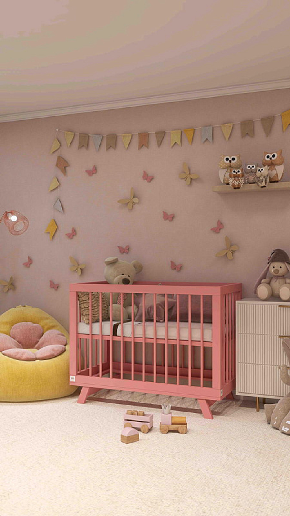 Кроватка детская Lillaland Lilla Aria с маятником Antique Pink