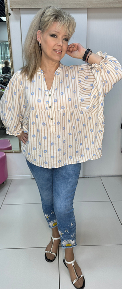 Итальянская рубашка-блузон с красивыми рукавами